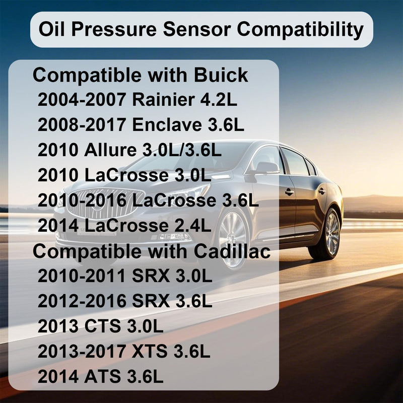 D1843A Oil Pressure Sensor, 12635957 Oil Pressure Sending Unit Compatible with GMC Envoy Canyon & Chevy Colorado Equinox Trailblazer Malibu Impala & Buick Lacrosse Enclave Rainier & Cadillac SRX