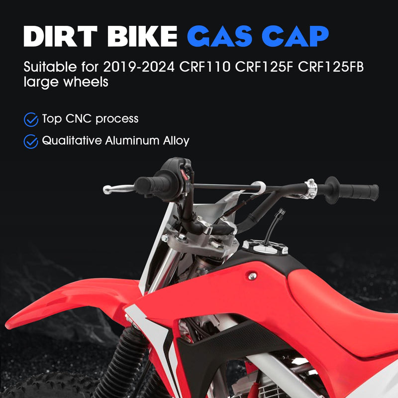 Dirt Bike Gas Fuel Tank Cap Cover with Vent Hose CNC for CRF 110 125F CRF110 CRF125F CRF125FB Big Wheel 2019-2024 Black CRF110 CRF125F/FB