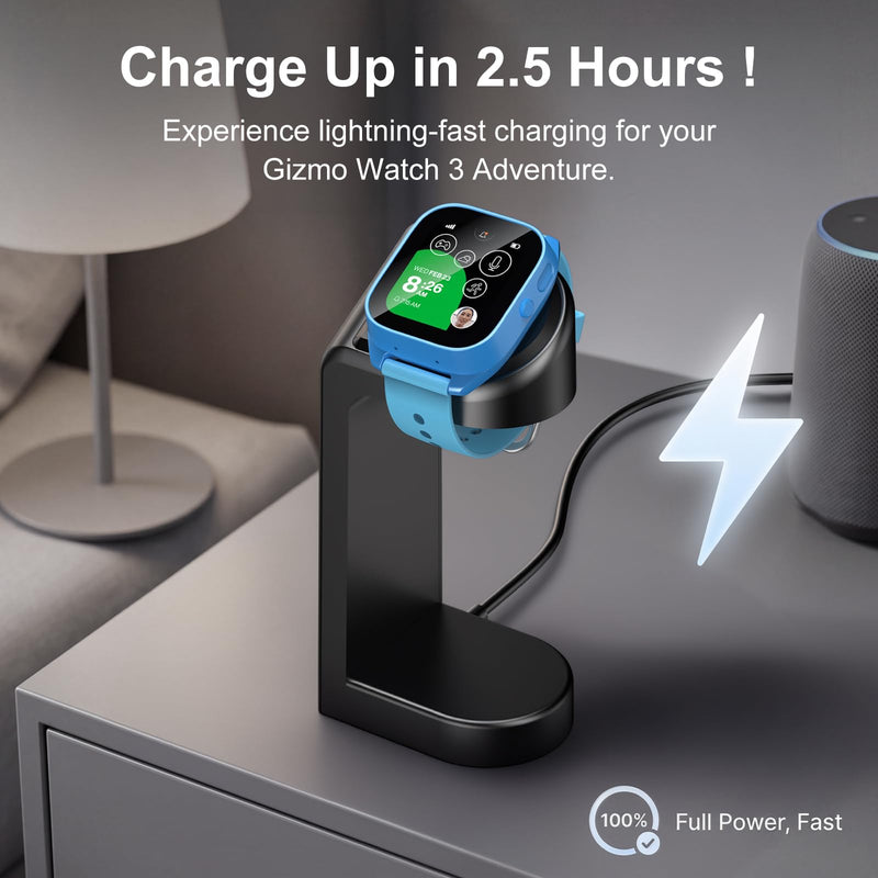 Charger Dock Compatible with Gizmo Watch 3 Adventure, Fast Charging Watch Dock with 4.92 Ft Cable & Adapter,Kids Smartwatch Accessories(Adventure)