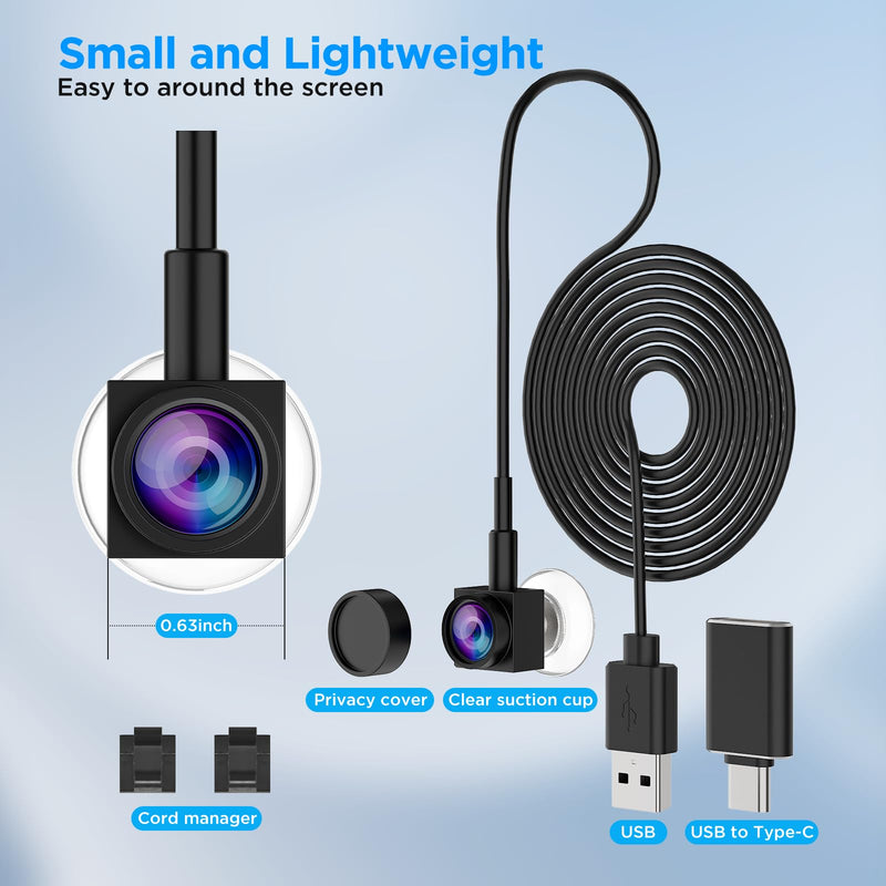 1080P Center Screen Webcam with Auto Focus, Middle Screen Camera with Noise Reducing Mic, Plug & Play Center Cam for Zoom/Teams/Mac/PC, Ideal for Video Conferencing & Remote Work