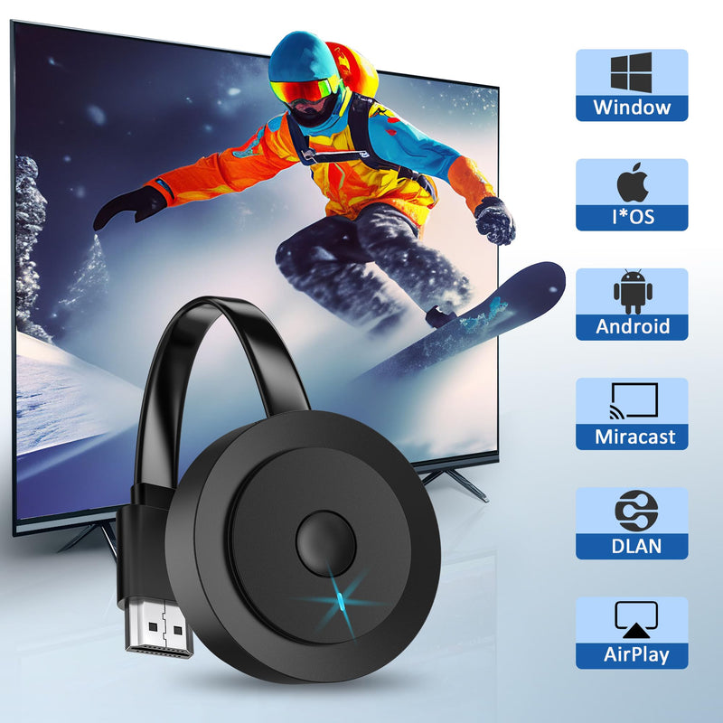 2026 Wireless HDMI Display Adapter 4K, Portable WiFi Casting Dongle, Screen Mirror Video/Audio for Phone, Pad, Android, Tablet, Laptop, Windows to TV/Monitor/Projector, Miracast, Airplay, DLNA 18cm Grey