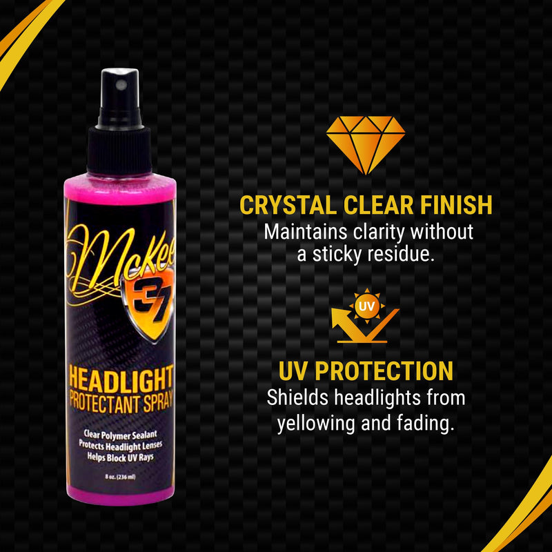 McKee's 37 - Headlight Protectant Spray | Headlight Sealant UV Protection for Headlights, Vinyl Windows, and Windscreens (8oz)