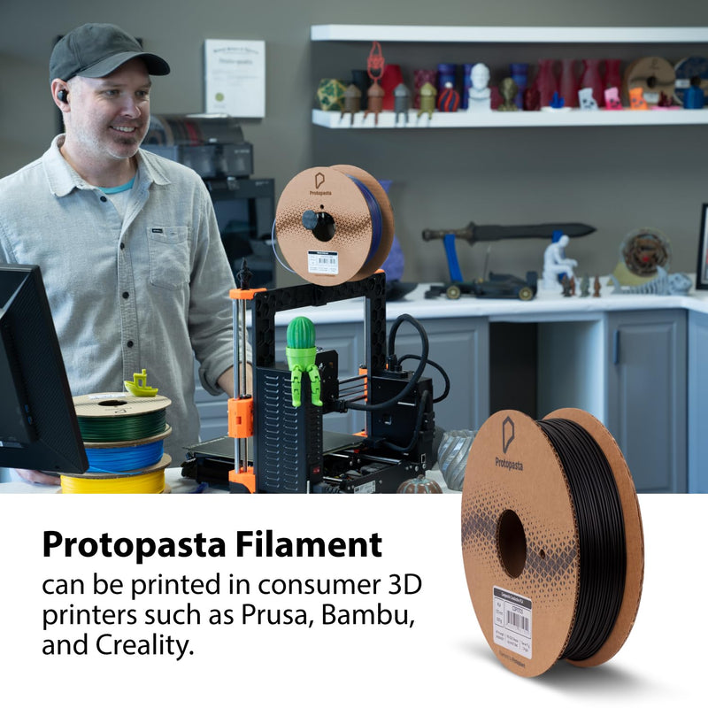Protopasta Electrically Conductive Composite Black PLA 3D Printer Filament for Electrically Conductive 3D Prints | Easy Printing with Low Warp | 1.75mm Filament | 500g with Recyclable Cardboard Spool Conductive Pla Black 1.75mm, 500g