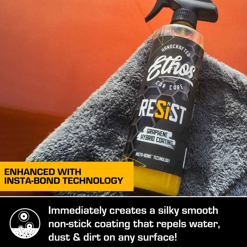RESIST Graphene Spray Coating - UV Ceramic Coating for Cars - 2-in-1 Hybrid Formula Ceramic Spray Coating for Cars for Incredibly Slick, Glossy Finish - Graphene Ceramic Coating Protection for Car 16oz
