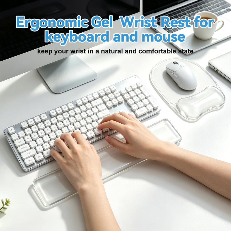 Gel Wrist Rest for Keyboard,Clear Keyboard Wrist Rest and Gel Mouse Pad Set | Ergonomic Gel Wrist Rest,Anti-Slip Keyboard Wrist Support and Mouse Wrist rest for Desktop Relieve Pain(Clear) Clear