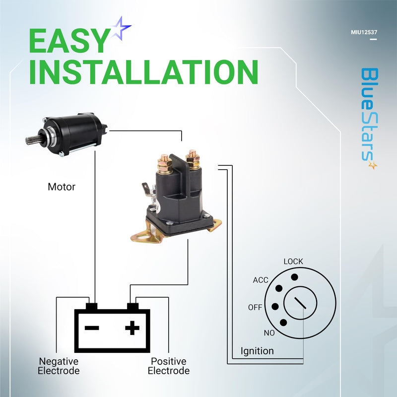 BlueStars MIU12537 Starter Solenoid - Compatible with John Deere S240 X300 X304 X305R X310 X320 X324 X350 X354 X360 X370 X380 X384 X390 X394 Lawn Tractors - Replaces 884-1221-210-02 892-1221-210