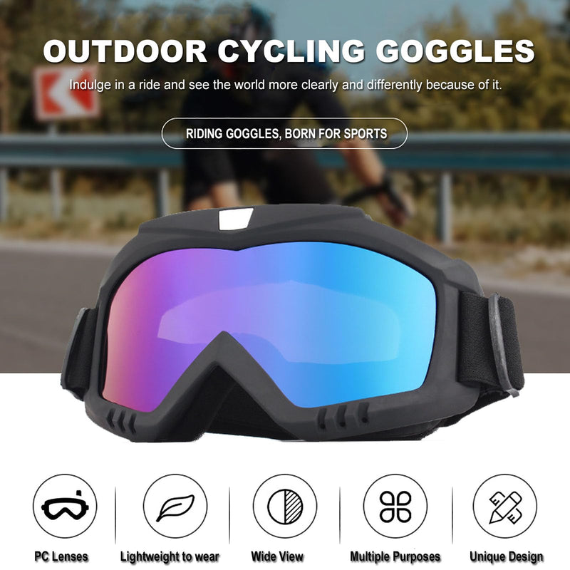 2Pcs Dirt Bike Goggles with Neck Gaiter, Motorcycle Goggles ATV Goggles Riding Ski Racing Goggles Windproof Black Colorful-Clear