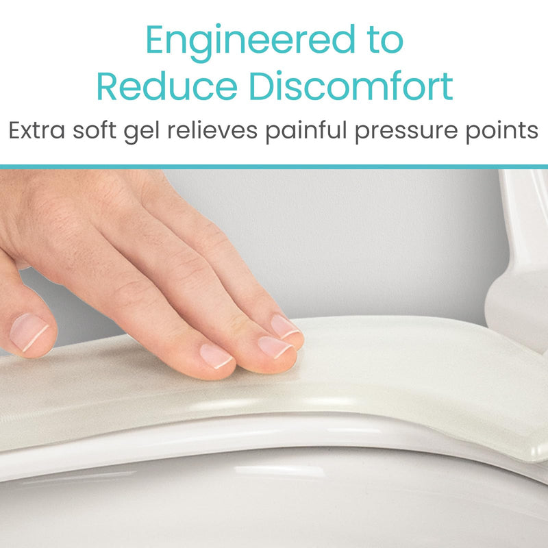 Vive Gel Toilet Seat Cushion Cover - Raised Padded Riser Cushion for Elongated, Standard, and Commode Chairs- Seat Warmer Pressure & Pain Relief Comfort- Adhesive Donut Pad for Elderly, Seniors Clear