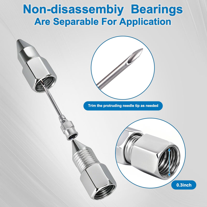 5PCS Grease Gun Needle Accessory Set, Includes Grease Needle Dispenser, Rubber Coupler Adapter Grease Injector, Detachable Grease Needle Tip and 2 Needle Nozzles for Narrow, Tight & Deep Spaces
