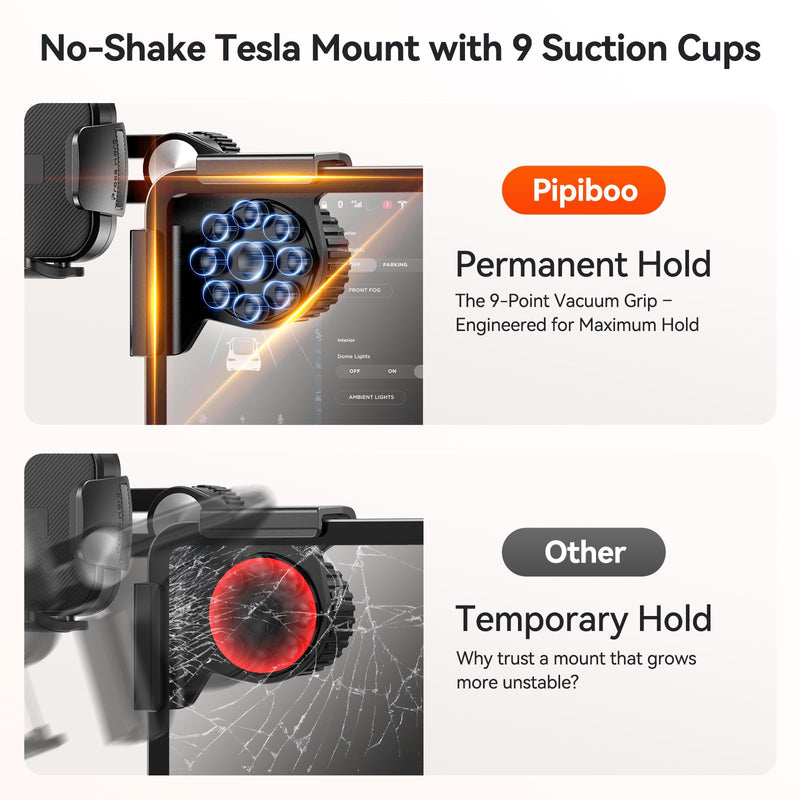 Tesla Phone Mount Model 3/Y Accessories: No-Adhesive for Clamp Car Mount for Model 3,Y,Juniper,Highland,Cybertruck,Fit for iPhone,Samsung,Google and All Android Mobile Phone