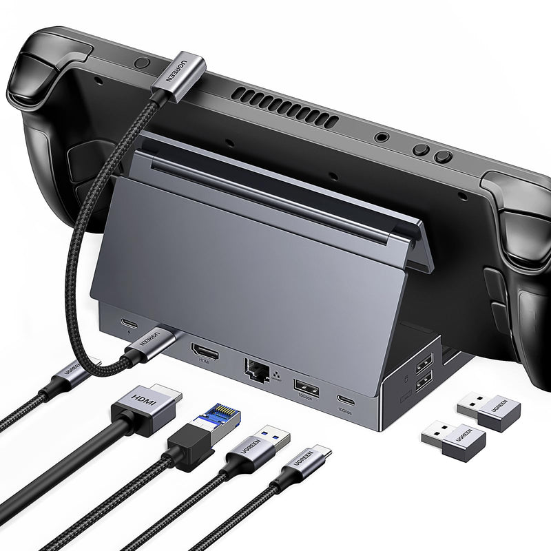 UGREEN Steam Deck Dock 9-in-1 USB C Docking Station Foldable Stand | 4K@60Hz HDMI, Gigabit Ethernet, PD 100W, 10Gbps USB A&C 3.2, TF/SD For Steam Deck, Rog Ally, ROG Xbox Ally, Legion Go