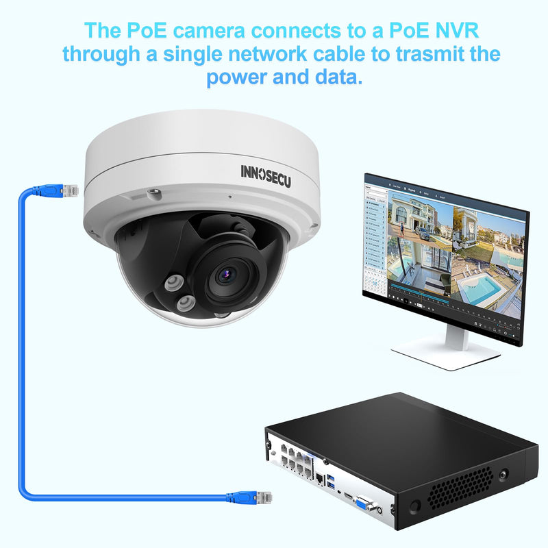 Vandal-Proof Dome PoE Camera 5MP, Outdoor Security Surveillance Camera, Motorized Lens 2.8~12mm, Night Vision Up to 120ft, Built-in Mic, Human/Vehicle Detection, No PT Supported, IND5GR57Z 5MP CAMERA