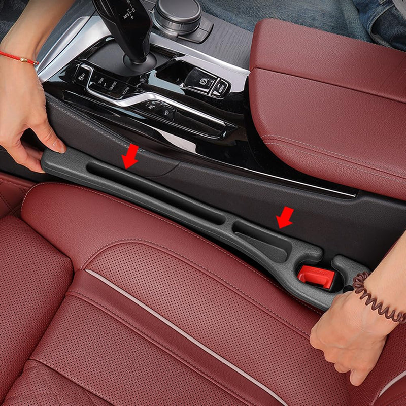 Car Seat Gap Filler Organizer Universal for Car SUV Truck Accessories Seat Gap Plug Blocker with Storage Slot Black 2 Pack Driver's＋Passenger PU 2Pack