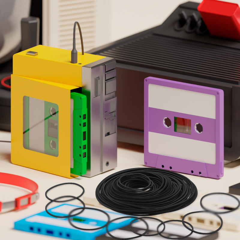 80 Pcs Recorder Rubber Belts Cassette Recorder Repair Maintenance Tape Machine Rubber Belt 40-135 mm Mix 1mm Width Square Cassette Belts for CD DVD VCR LD Repeater Drives
