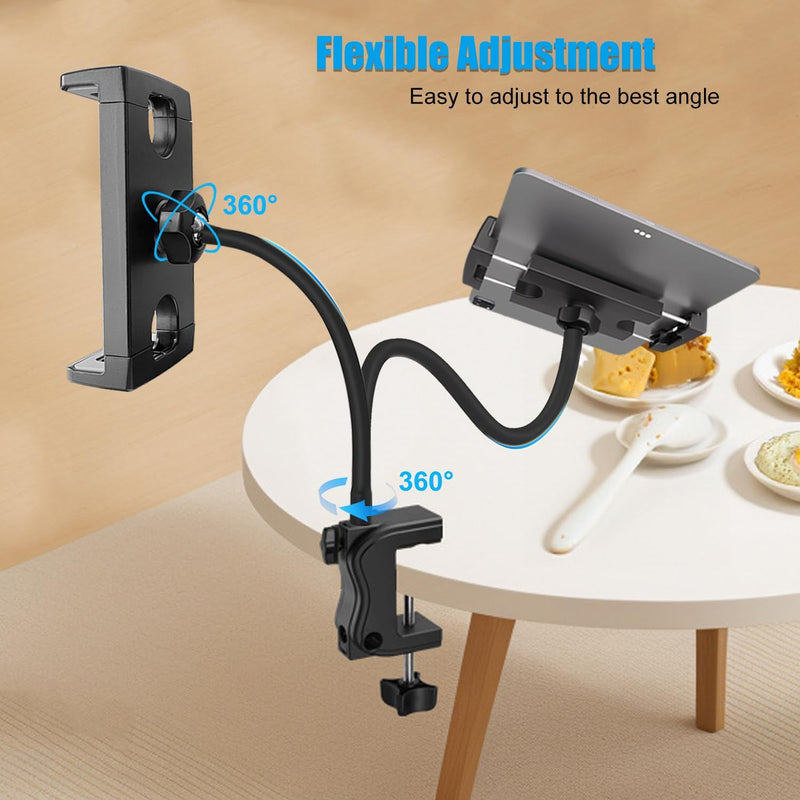 Tablet Holder for Desk, 21 Inch Gooseneck Tablet Holder iPad Desk Holder for Table/Bed/Lectern/Kitchen Fits for iPad mini/Air/Pro, Kindle Fire, Galaxy Tabs and All 4.7-12.9" Tablets Phones