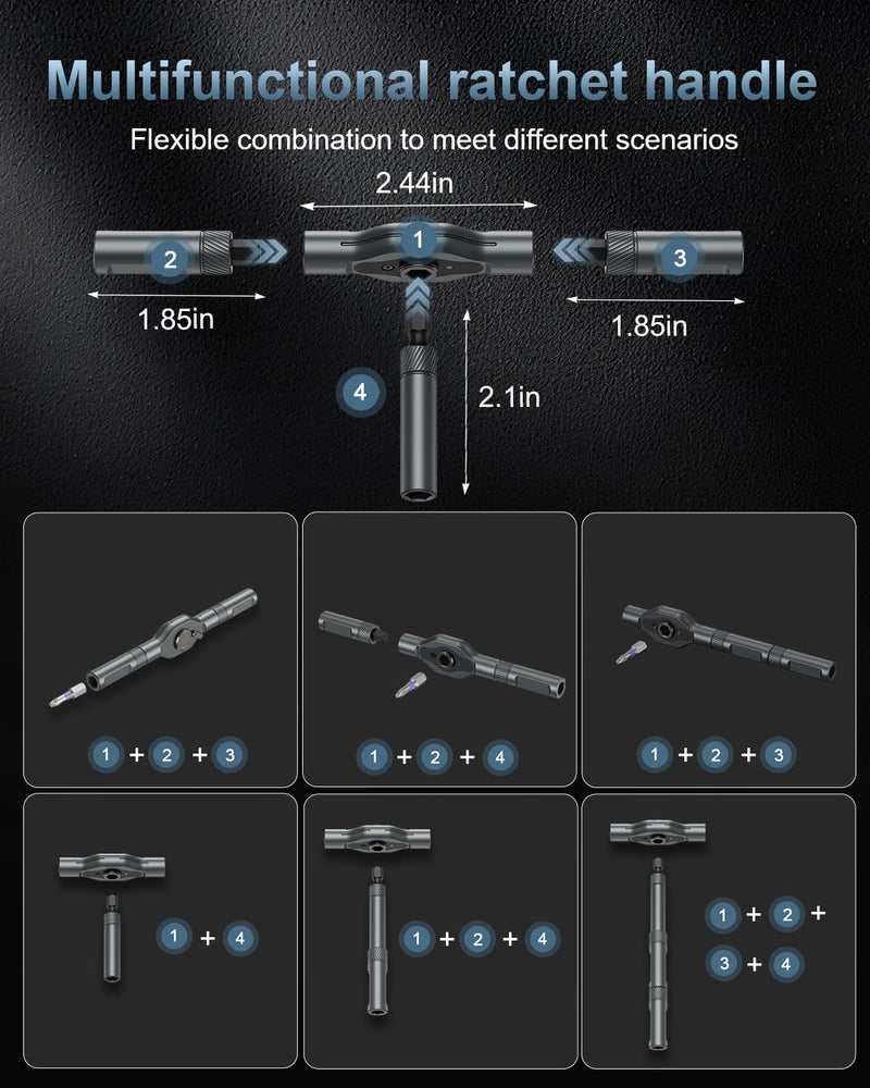 Upgraded Ratchet Screwdriver Set 74-in-1, Magnetic Screwdriver Set with Precision Repair Tool Kit for Valentine's Day Gifts Electronics, Bicycle, DIY and Home Repairs