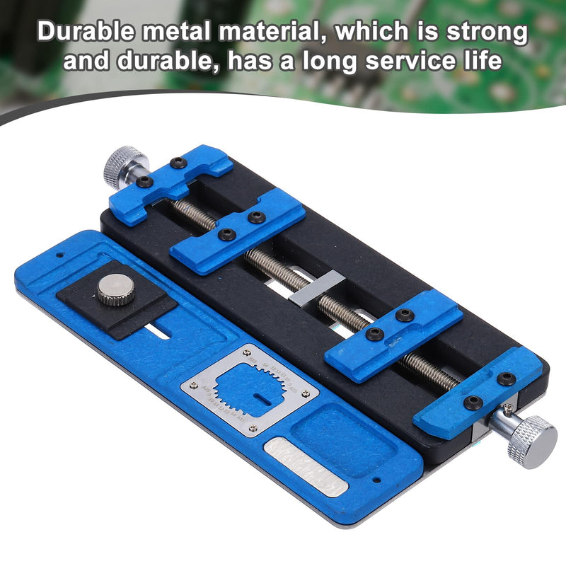 PATIKIL Adjustable PCB Fixing Holder,3.5"x7.4"x0.6" Multifunctional PCB Circuit Board Holder Dual Axis Chip Maintenance Fixture PCB Holder Clamp Tool for Phone Repair,1 Set Blue