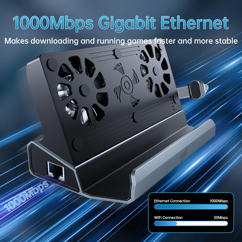 Docking Staion for Steam Deck,11 in 1 Double Fan Steam Deck Dock. VGA prot,1000Mbps Ethernet, PD100W Charging,HDMI 2.0 and DP 4K@60Hz.3 USB 3.0 and 3 USB 2.0 Port. Slot Steam Deck Dock. 11 in 1