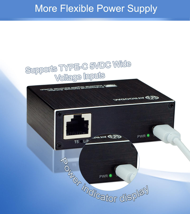 Mini Ethernet Switch 5 Ports Gigabit Enhanced Protection 10/100/1000 Mbps Unmanaged Network Switch Plug & Play Office Ethernet Splitter Fanless Silent Metal Case Network Hub Desktop Design 5-Ports, Protection Enhanced(non poe)
