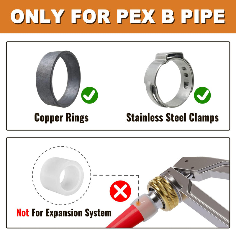SUNGATOR Pex Washing Machine Outlet Box with Center Drain, Laundry Washer Valve Box, 1/2 Inch Pex Crimp Inlet x 3/4 Inch MHT Outlet，with 4 Crimp Rings