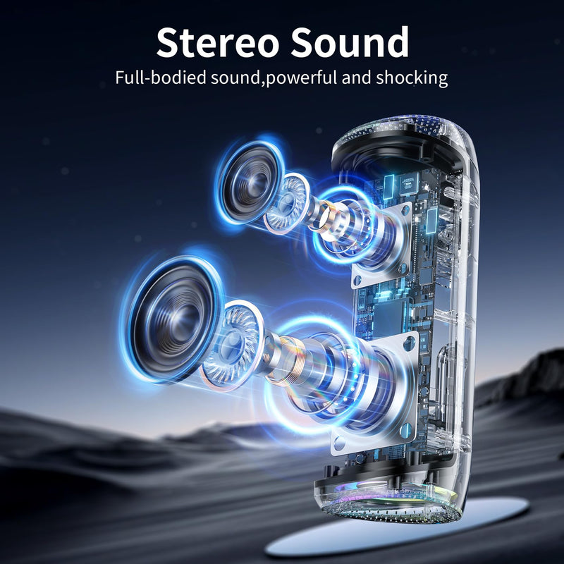 Bluetooth Speaker - HD Sound, IPX5 Waterproof, Up to 20H Playtime, TWS Pairing, BT 5.3, Portable Wireless Speaker for Home, Party, Beach & Outdoor, Black Black Cool