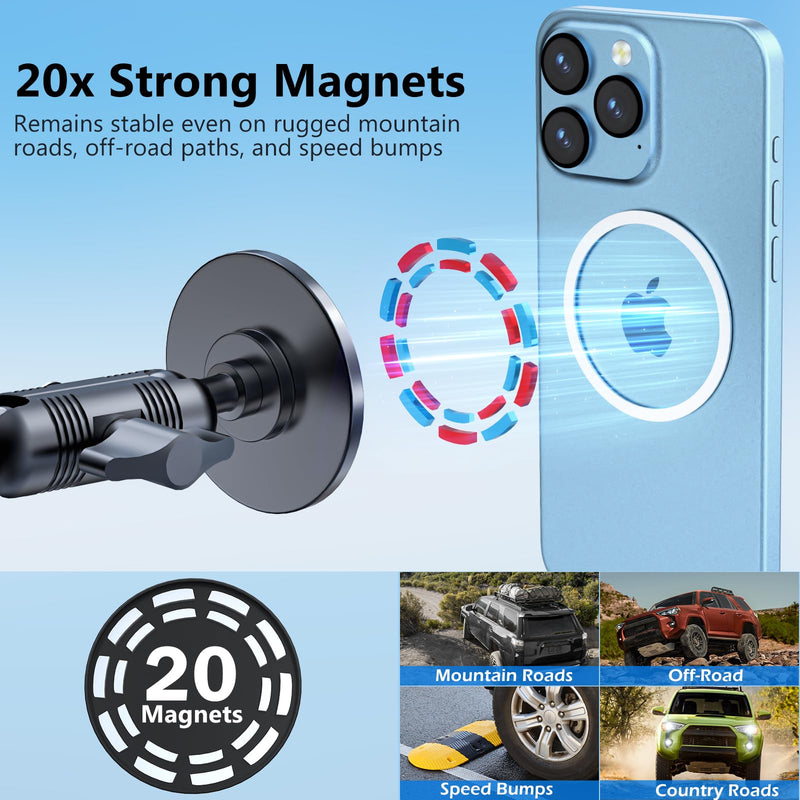 Metal Ultra Magnetic Phone Mount for Toyota 4Runner 2010-2024 | 5th Gen 4runner Accessories, Dash Cell Phone Holder, 360° Adjustable, One-Hand Operation, No Drilling, Fit for All Smartphone 2010-2024 (Magnetic)