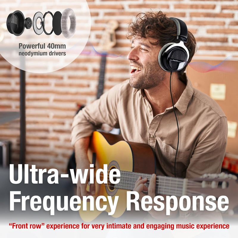 Superlux HD 330PRO,150 ohms, Over-Ear Headphones, Professional Semi-Open Wired Headphones with 40mm Neodymium Drivers and Solid Bass, 3.5mm Jack for Recording Music, Podcast, Studio Monitoring, Mixing