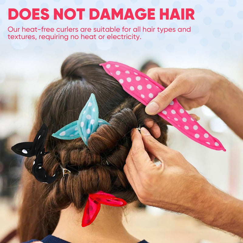 24 Pack Soft Sponge Heatless Hair Curlers For Overnight Curls | Retro Polka-Dot Sleep Rollers For Short And Long Hair, No Heat Needed
