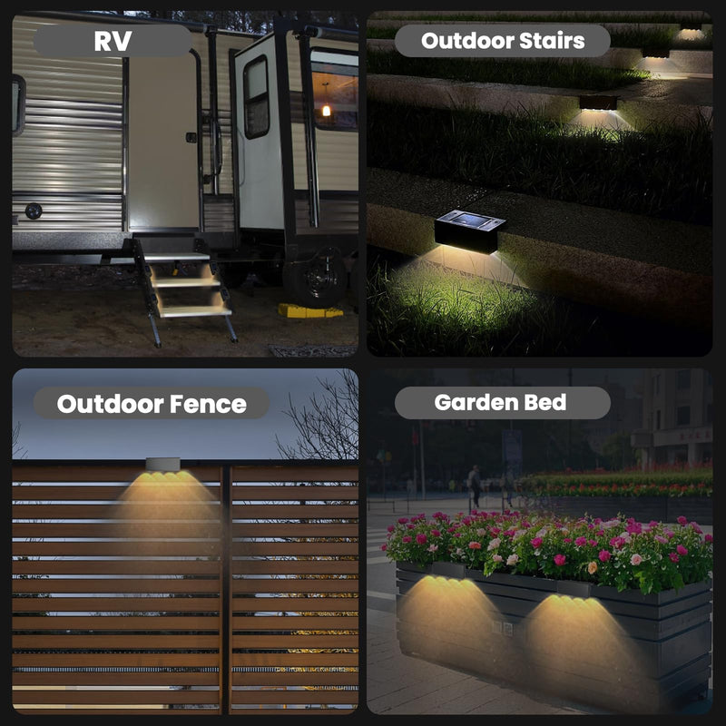 Magnetic Solar RV Step Lights– IP65 Waterproof, No-Wire LED Stair Light Strip for Camper & Trailer, Auto On at Dusk, Easy Install with Magnet & Adhesive, No Drilling (4 Pack)