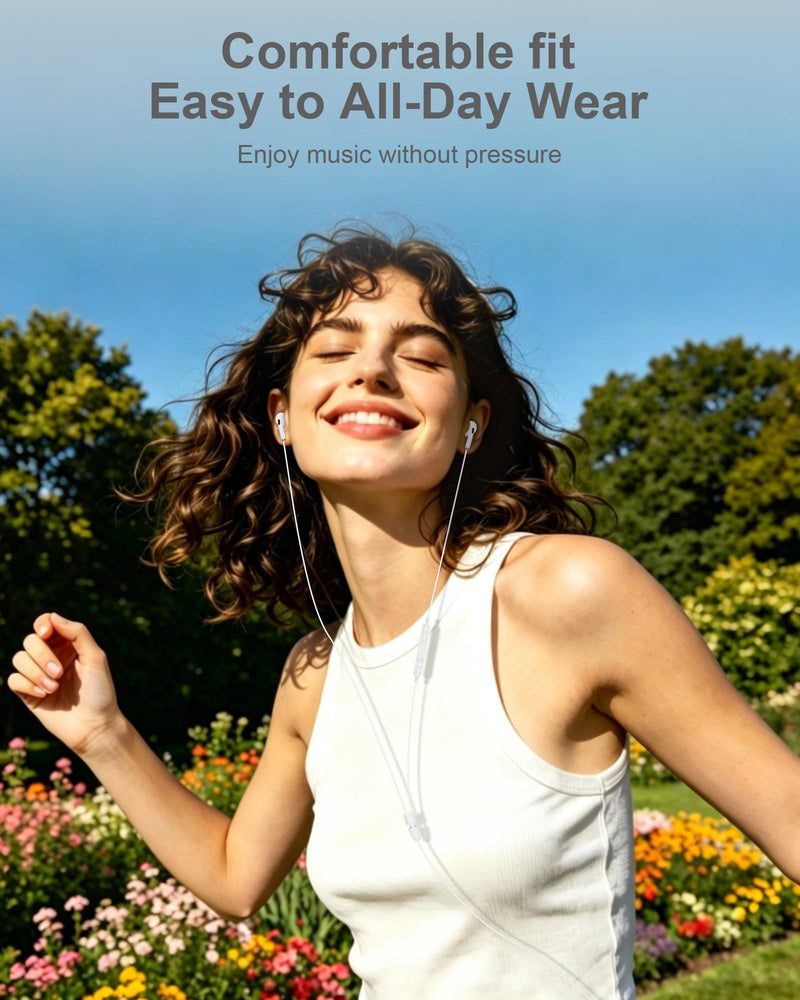 3.5mm Aux Jack Earbuds, Wired Over Ear Buds with Microphone, in-Ear Headphones for Apple iPhone ipad EarPods for Computer Laptop Gaming Devices, Stereo Bass Earphones for MP3 PC Air Pods Samsung White