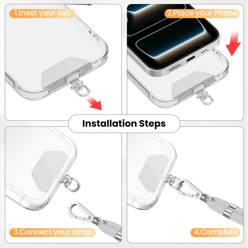 Phone Tether Tab, 360° Rotating Phone Lanyard Tab, 3 Pack, Sliver | Metal Cell phone Lanyard Patch Strap Adapter, Ultra-thin Tether Tab Compatible for iPhone Android Smartphones Sliver*3