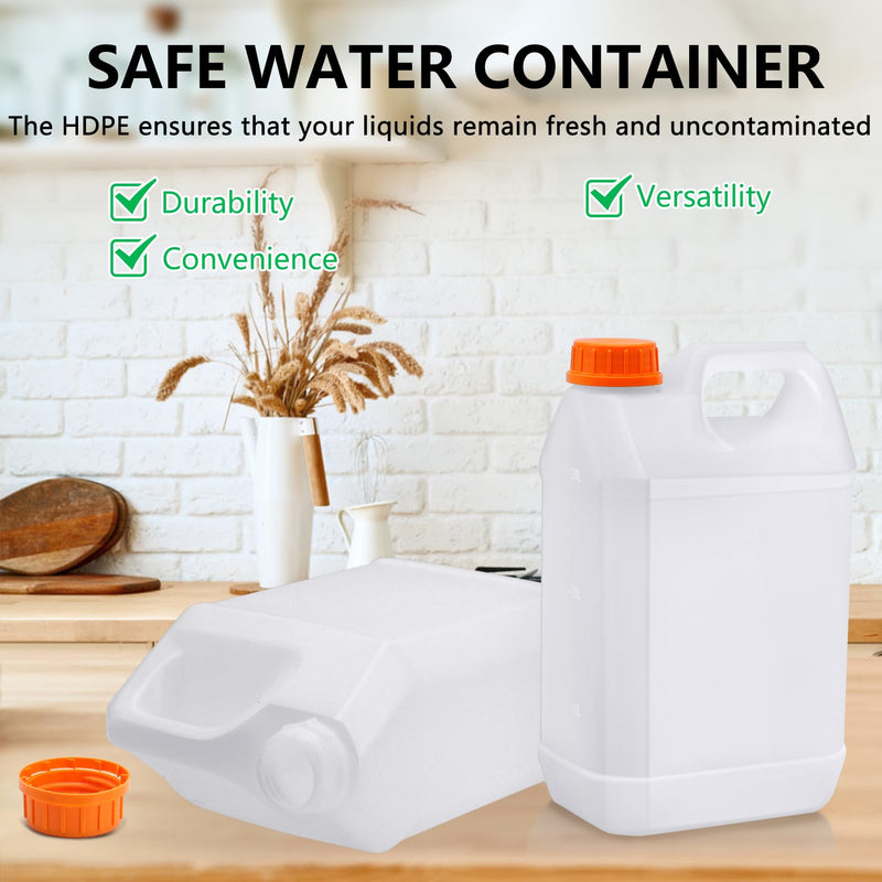 3 Pcs 1 Gallon Plastic Jugs, Gallon Water Jug for Water Storage Containers 1 Gallon Jug For Water Sauces Soaps Detergents Liquids Cleaning Solutions, Ideal for Home, Camping, and Outdoor Activities