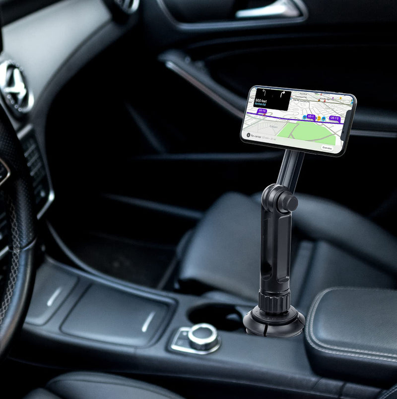 MagTough Magnetic Boom Phone Mount – Adjustable 13.3” Extension Arm, Expandable Cupholder Base | Universal Compatibility with iPhone & Android | Secure Hold on Rough Roads