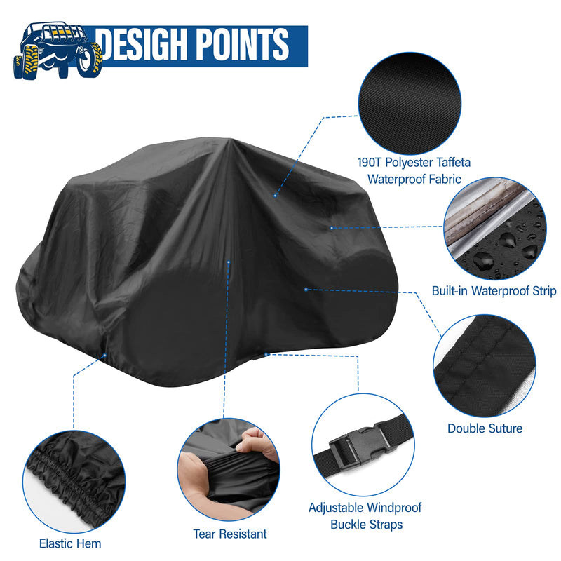 ATV Cover Waterproof, Heavy Duty Windproof Quad Covers, All Weather Protection 4 Wheeler Covers fit for Kawasaki, Honda, Polaris, Yamaha, 86'' (Black, XXL)