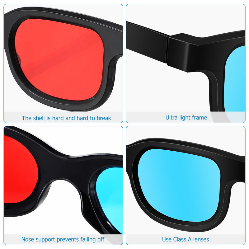 SEWACC 10 Pack Anaglyph 3D Glasses Red Cyan Lens Viewing Glasses for Movies Games and Pictures Compatible with Computer Monitors Tvs Projectors Home Theater