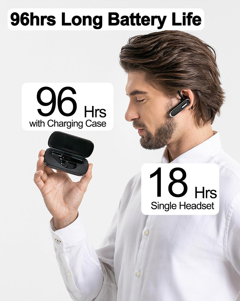 Bluetooth Earpiece V5.1, Wireless Hands-Free Headset with Charging Case, Built-in Microphone for iPhone Android Business Calls Bluetooth headset with charging case Brown