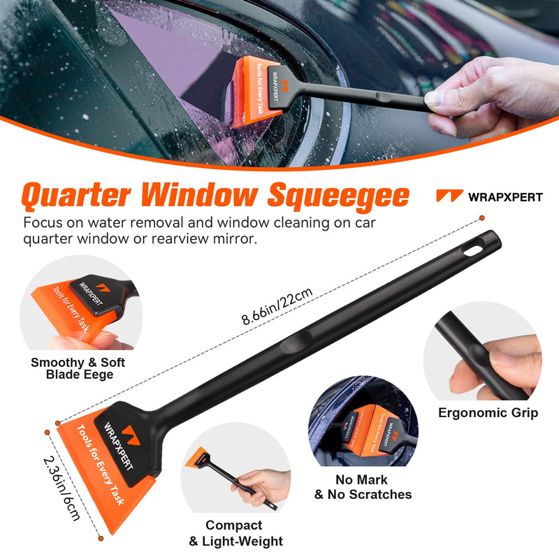 WRAPXPERT Window Tint Tool Vinyl Wrap Tools Small Tinting Squeegee, Vinyl Wrap Squeegee with Felt Buffers, Utility Knife, for Side/Quarter Window Tint Applying, Car Wrapping/PPF Installation