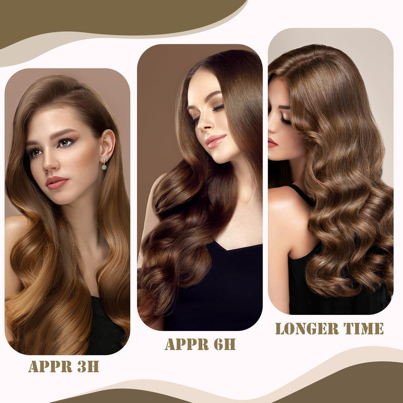 4Pcs Hair Curlers, Heat-Free Rollers with Square Head Wrap, No Heat Overnight Curls for Long Hair (Brown) Brown [4-pack] + silk scarf