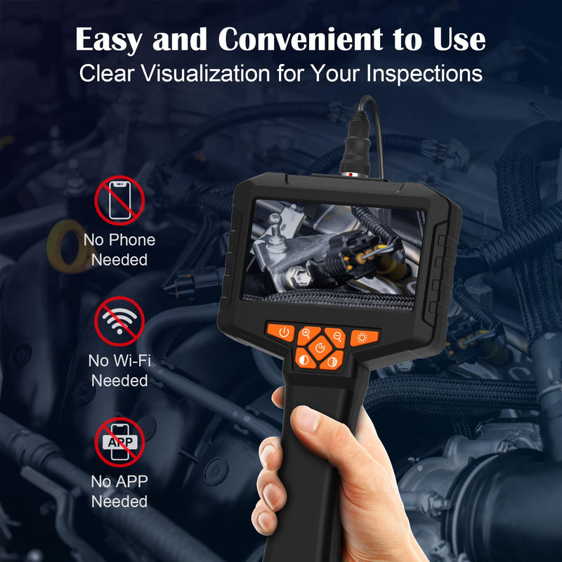 Borescope Camera with 8 LED Light, Industrial Endoscope Cameras with Light 4.3" IPS 1920P HD Screen, Inspection Camera with 16.5ft Semi-Rigid Cable Waterproof, Sewer Drain Pipe Snake Cameras