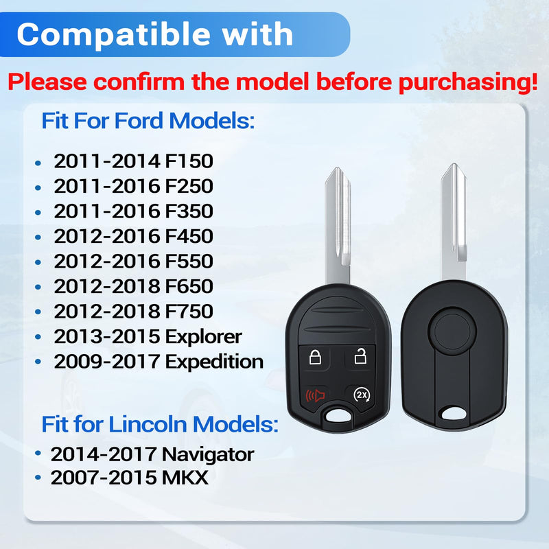 Key Fob Fit for Ford F150 2011-2014 F250 F350 Explorer Expedition | Fits for 2011-2016 Ford F450 F550 F650 F750/ 14-17 Lincoln Navigator MKX Keyless Entry Remote Control CWTWB1U793 OUC6000022
