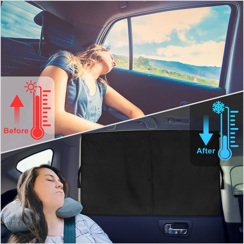 Car Window Shades, 2 PCS Magnetic Double Layer Car Sun Shade for Side Windows Full Shade/Half Shade Options Black Car Window Curtain for Baby (Black-2pcs) Black-2pcs