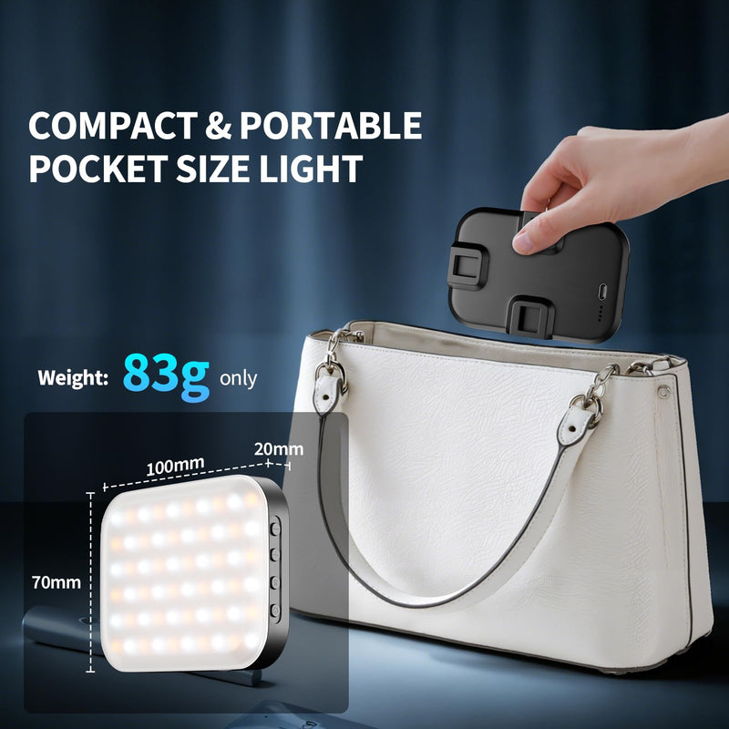 EMART 60 LED Selfie Light for iPhone Protable Clip Light for Phone Camera | 360° & 160° Rotatable Adapter Attachment, CRI 97+ 2200mAh Rechargeable, Ideal for Influencer Video Recording Makeup
