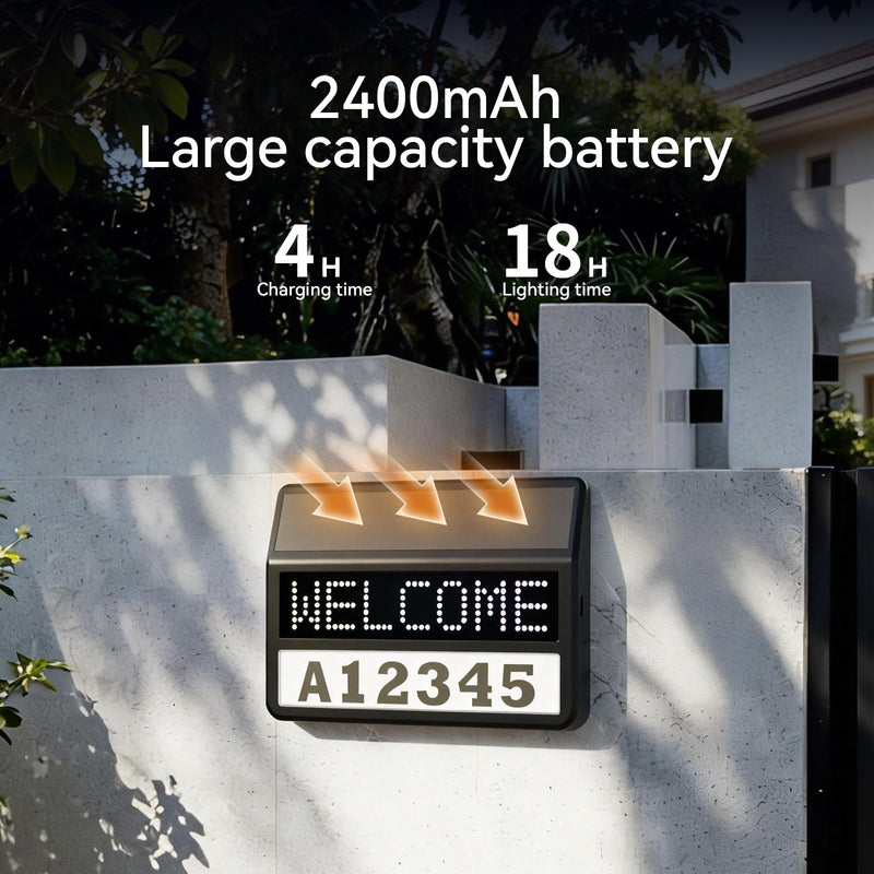 Solar House Numbers for Outside with Digital Screen, APP Control Solar LED Lighted Address Sign, Waterproof Address Signs for Yard, Suitable for Visitors, Emergency Vehicles and Warning Signs