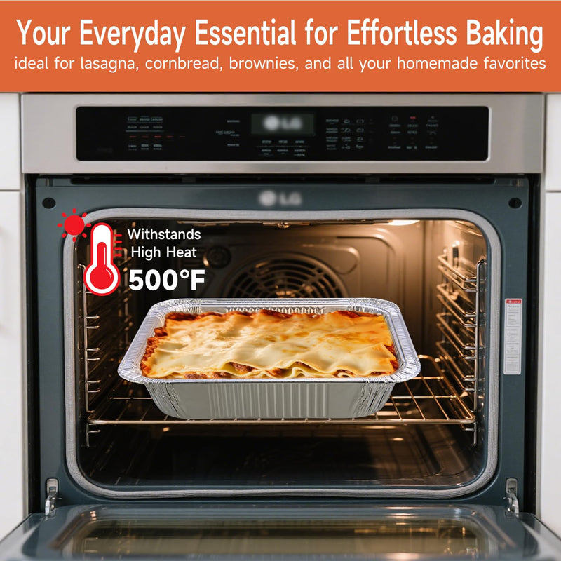 30 Pack 9x13 Aluminum Pans, Disposable Half Size Foil Pans | Heavy Duty Aluminum Foil Pans for Baking,Roasting, Meal Prep, Food Storage, Parties, Catering - Oven, Freezer & Grill Safe 30 PACK