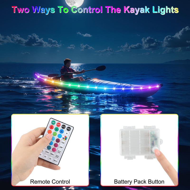 26 Ft Kayak Paddle Board Lights, Battery Operated Led Boat Interior Lights with Remote Control, 16 Light Colors & 7 Modes Waterproof Led Light for Boats Kayak Yacht Pontoon 26ft