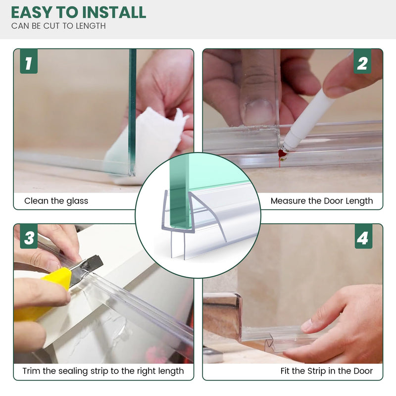 2 Pack Shower Door Bottom Seal 1/2" x 39" Glass Door PVC Seal Strip Suitable for 1/2 Inch Glass Frameless Shower Door Seal Strip Stop Shower Leaks 1/2" x 39" (2 Pack)