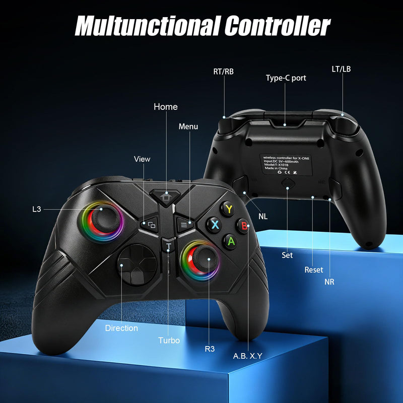Geemaker Wireless Game Controller for Xbox Series X/S, Xbox One, Console, PC & Steam, Equipped with TMR Sticks, Hall Effect Analog Triggers, 1000Hz Polling Rate, 3.5mm Audio Jack - Black