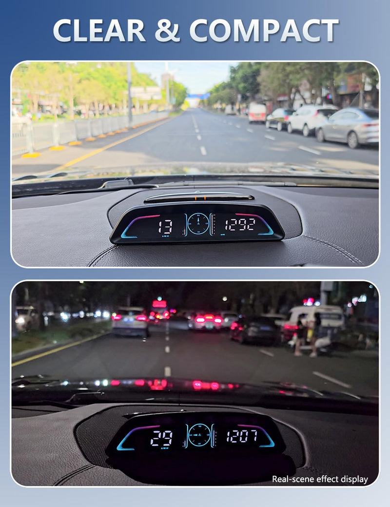  [AUSTRALIA] - OBD2 Speedometer for Car Digital with Time, Speed, Mileage, RPM, Volt, Water Temp, Overspeed, Fatigued Driving Alert LCD Screen OBD2 Guage Display for Car Head Up Display HUD for Most 2008+ Sedan Cars