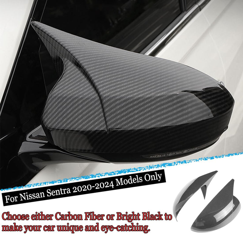 2PCS New Sports Rear Mirror Cover Caps for Nissan sentra 2020-2025/Altima Sedan 2019-2025 ABS Side Door Wing Mirror Cap Covers Exterior car Accessories -Carbon Fibe Carbon fiber