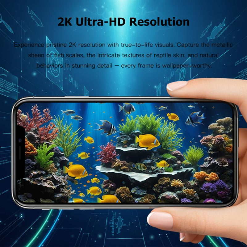 Aquarium Camera, 2K HD for Fish, Lizard, Reptiles Terrarium, 140° Wide-Angle with Anti-Glare, Night Vision, WiFi Pet Camera with AI Motion Detection, 2-Way Audio, 24/7 Cloud/SD Recording S20M1 (Black) Black